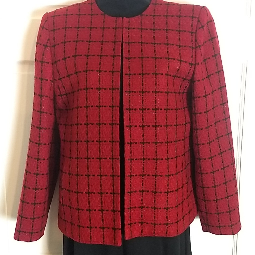 Karen Scott Red and Black Plaid Jacket